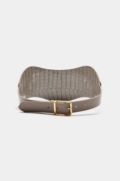 Exclusives|Exclusives-Altuzarra 'Reversible' Corset Belt Taupe Croc/Earth