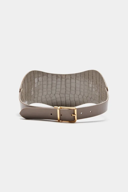 Exclusives|Exclusives-Altuzarra 'Reversible' Corset Belt Taupe Croc/Earth
