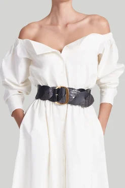 Belts-Altuzarra 'Twist' Braid Belt Dark Grey Croc/Black