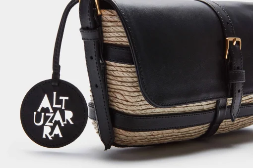 Feminine Tailoring|Feminine Tailoring-Altuzarra 'Watermill' Shoulder Leather Flap Natural/Black